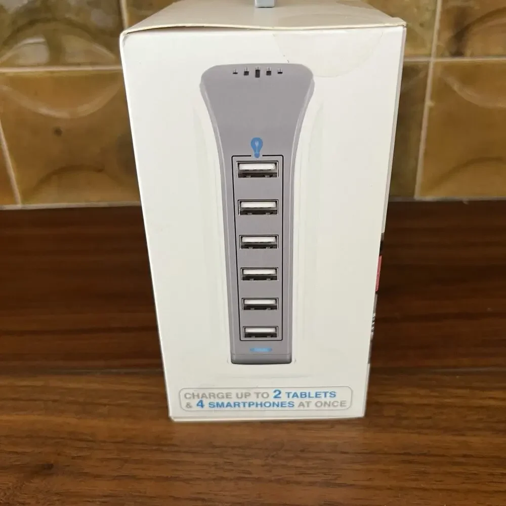 Aduro Power Tower 6-Port USB Desktop Charging Station NIB